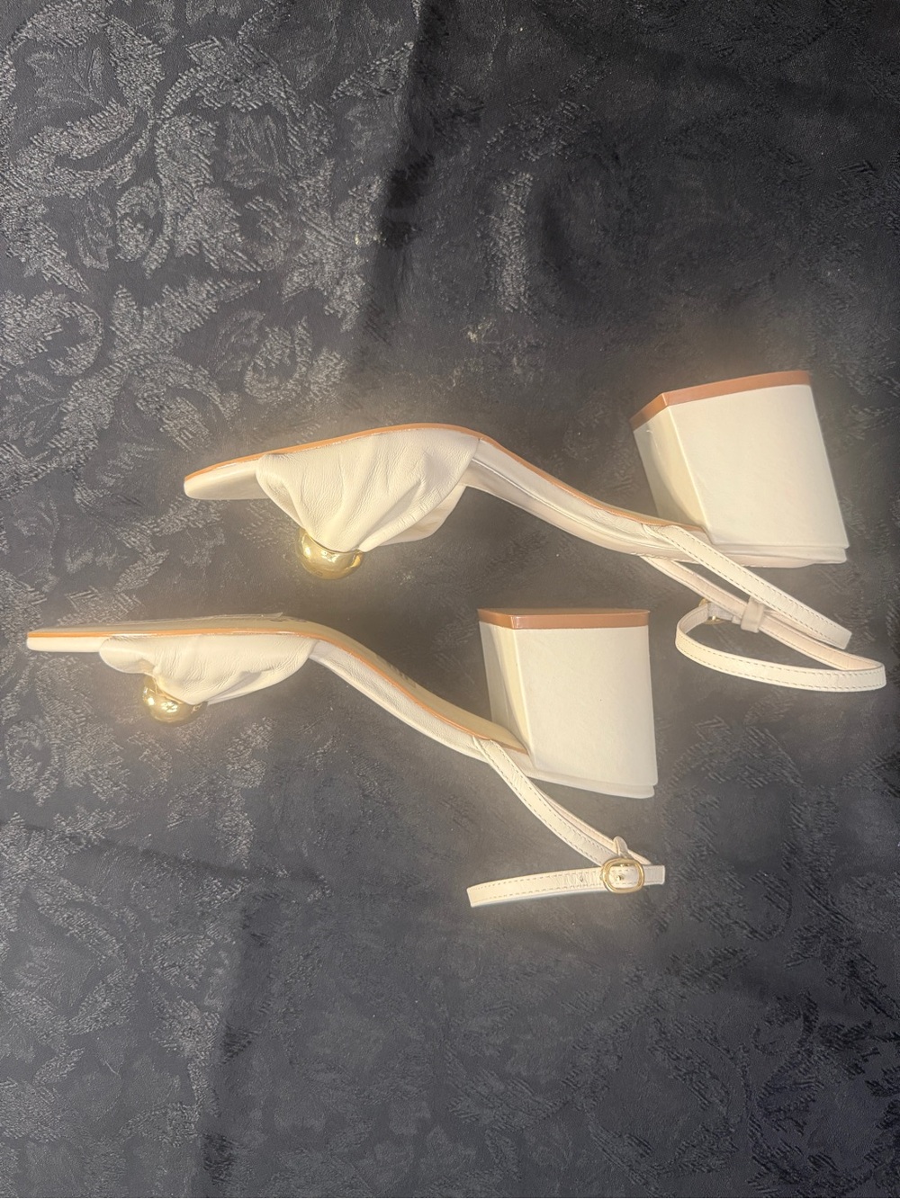 Steve Madden Cream Ankle-Strap Heels with Gold Accent Never Worn - Picture 5 of 6